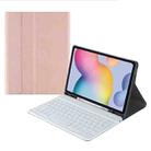 For Samsung Galaxy Tab S9 FE+ Square Cap Bluetooth Keyboard Leather Case with Pen Slot(Rose Gold) - 1