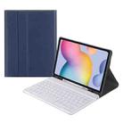 For Samsung Galaxy Tab S9 FE+ Square Cap Bluetooth Keyboard Leather Case with Pen Slot(Light Blue) - 1