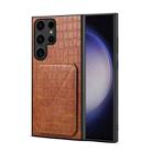 For Samsung Galaxy S23 Ultra 5G Denior Crocodile Texture Holder Electroplating Phone Case(Brown) - 1