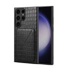 For Samsung Galaxy S23 Ultra 5G Denior Crocodile Texture Holder Electroplating Phone Case(Black) - 1