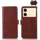 For Xiaomi Redmi Note 13R Pro Magnetic Crazy Horse Texture Genuine Leather RFID Phone Case(Brown) - 1