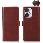 For Xiaomi Redmi 13C 4G/5G/Poco C65/Poco M6 Magnetic Crazy Horse Texture Genuine Leather RFID Phone Case(Brown) - 1