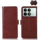 For Xiaomi Redmi K70E/Poco X6 Pro Magnetic Crazy Horse Texture Genuine Leather RFID Phone Case(Brown) - 1