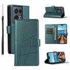 For OPPO Reno8 4G PU Genuine Leather Texture Embossed Line Phone Case(Green) - 1