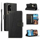 For OPPO Reno10 Pro Global PU Genuine Leather Texture Embossed Line Phone Case(Black) - 1