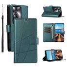 For OPPO A2 PU Genuine Leather Texture Embossed Line Phone Case(Green) - 1