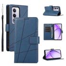 For OPPO A3 Pro 5G PU Genuine Leather Texture Embossed Line Phone Case(Blue) - 1