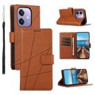 For OPPO A3 4G / 5G Global / A3X 4G / 5G India PU Genuine Leather Texture Embossed Line Phone Case(Brown) - 1