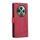 For OPPO Reno12 F 4G / 5G / F27 India PU Genuine Leather Texture Embossed Line Phone Case(Red) - 3