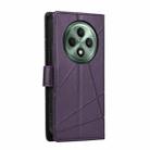 For OPPO Reno12 F 4G / 5G / F27 India PU Genuine Leather Texture Embossed Line Phone Case(Purple) - 3