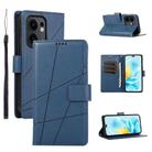 For OPPO Reno13 F 4G / 5G PU Genuine Leather Texture Embossed Line Phone Case(Blue) - 1
