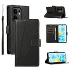For OPPO Reno13 F 4G / 5G PU Genuine Leather Texture Embossed Line Phone Case(Black) - 1
