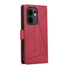 For OPPO Reno13 F 4G / 5G PU Genuine Leather Texture Embossed Line Phone Case(Red) - 3