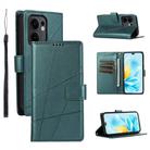 For OPPO Reno13 F 4G / 5G PU Genuine Leather Texture Embossed Line Phone Case(Green) - 1
