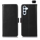 For Samsung Galaxy A55 5G Magnetic Crazy Horse Texture Genuine Leather RFID Phone Case(Black) - 1