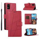 For ZTE Blade A31 PU Genuine Leather Texture Embossed Line Phone Case(Red) - 1