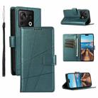 For ZTE nubia Z40S Pro PU Genuine Leather Texture Embossed Line Phone Case(Green) - 1