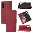 For Samsung Galaxy A05s Embossed Happy Cat Pattern Flip Leather Phone Case(Red) - 1