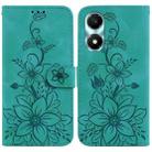 For Honor X5 Plus / Play 40C Lily Embossed Leather Phone Case(Green) - 1