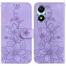 For Honor X5 Plus / Play 40C Lily Embossed Leather Phone Case(Purple) - 1