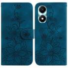 For Honor X5 Plus / Play 40C Lily Embossed Leather Phone Case(Dark Blue) - 1