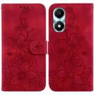 For Honor X5 Plus / Play 40C Lily Embossed Leather Phone Case(Red) - 1