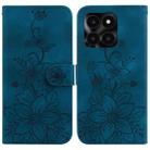 For Honor X6a Lily Embossed Leather Phone Case(Dark Blue) - 1