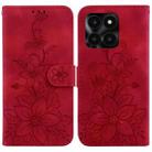 For Honor X6a Lily Embossed Leather Phone Case(Red) - 1