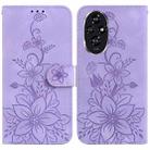 For Honor 200 5G Lily Embossed Leather Phone Case(Purple) - 1