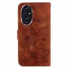 For Honor 200 5G Lily Embossed Leather Phone Case(Brown) - 3