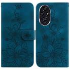 For Honor 200 5G Lily Embossed Leather Phone Case(Dark Blue) - 1