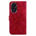 For Honor 200 5G Lily Embossed Leather Phone Case(Red) - 3