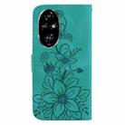 For Honor 200 Pro 5G Lily Embossed Leather Phone Case(Green) - 3