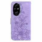 For Honor 200 Pro 5G Lily Embossed Leather Phone Case(Purple) - 3