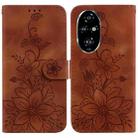 For Honor 200 Pro 5G Lily Embossed Leather Phone Case(Brown) - 1