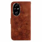 For Honor 200 Pro 5G Lily Embossed Leather Phone Case(Brown) - 3