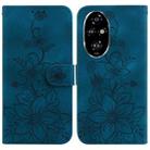 For Honor 200 Pro 5G Lily Embossed Leather Phone Case(Dark Blue) - 1