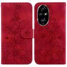 For Honor 200 Pro 5G Lily Embossed Leather Phone Case(Red) - 1