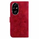 For Honor 200 Pro 5G Lily Embossed Leather Phone Case(Red) - 3