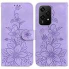 For Honor 200 Lite Global Lily Embossed Leather Phone Case(Purple) - 1