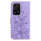 For Honor 200 Lite Global Lily Embossed Leather Phone Case(Purple) - 3