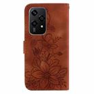 For Honor 200 Lite Global Lily Embossed Leather Phone Case(Brown) - 3