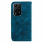 For Honor 200 Lite Global Lily Embossed Leather Phone Case(Dark Blue) - 3