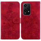 For Honor 200 Lite Global Lily Embossed Leather Phone Case(Red) - 1