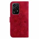 For Honor 200 Lite Global Lily Embossed Leather Phone Case(Red) - 3