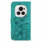 For Honor Magic6 Pro Lily Embossed Leather Phone Case(Green) - 3