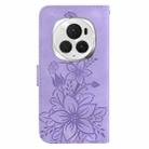 For Honor Magic6 Pro Lily Embossed Leather Phone Case(Purple) - 3