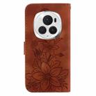 For Honor Magic6 Pro Lily Embossed Leather Phone Case(Brown) - 3