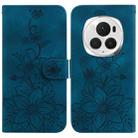 For Honor Magic6 Pro Lily Embossed Leather Phone Case(Dark Blue) - 1