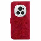 For Honor Magic6 Pro Lily Embossed Leather Phone Case(Red) - 3